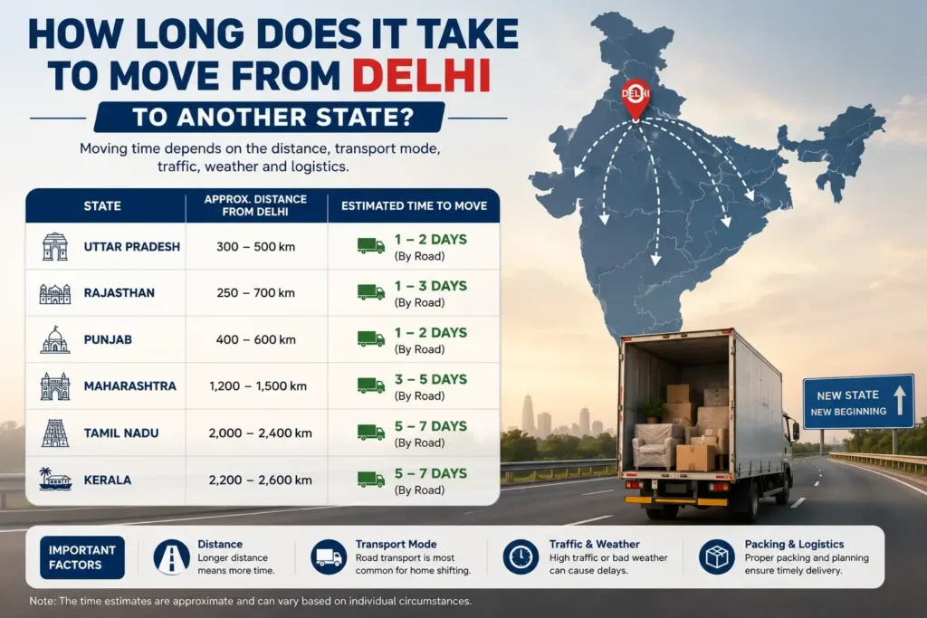How Long Does It Take to Move from Delhi to Another State?